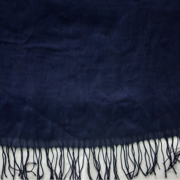 Unbranded Accessories - Navy Blue Pashmina Scarf Wrap with Knotted Fringe Edge Solid Midnight Shawl